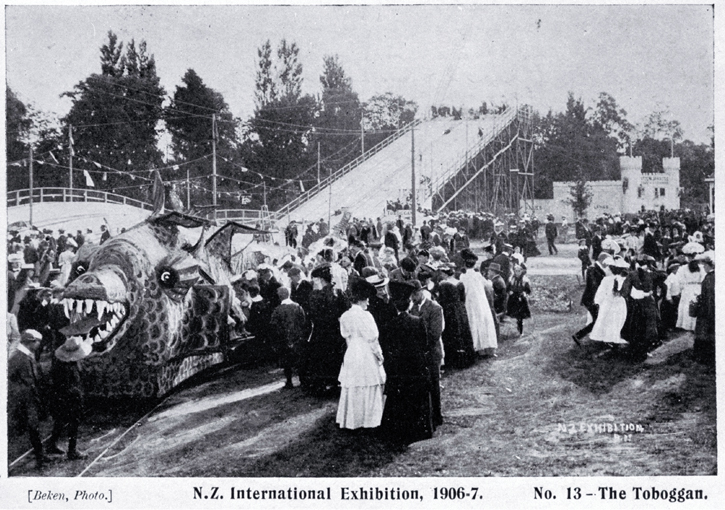 Two of the many attractions at the New Zealand International Exhibition 1906-1907 Two of the many attractions at the New Zealand International Exhibition 1906-1907