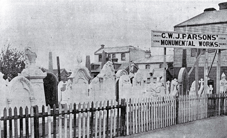 G. W. J. Parsons, monumental and general mason, Manchester Street, Christchurch G. W. J. Parsons, monumental and general mason, Manchester Street, Christchurch