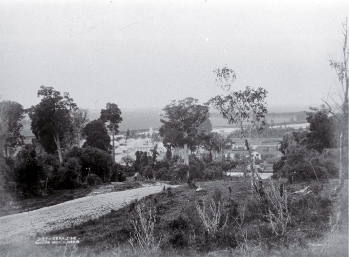 Looking across Geraldine from Priest's Hill towards Albert Street in the town centre, South Canterbury Looking across Geraldine from Priest's Hill towards Albert Street in the town centre, South Canterbury