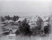 View from Evans Street looking across Caroline Bay, Timaru : lighthouse on the left.