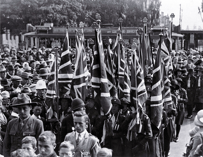 Girl Guides in the march to present the London Cenotaph flag to the Christchurch Cathedral for custody Girl Guides in the march to present the London Cenotaph flag to the Christchurch Cathedral for custody