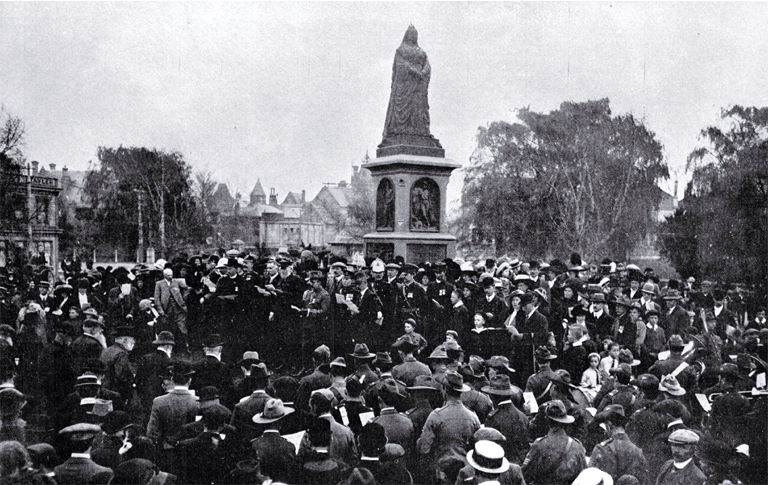 A memorial service for Canterbury officers and soldiers killed in the South African Boer War, Victoria Square, Christchurch A memorial service for Canterbury officers and soldiers killed in the South African Boer War, Victoria Square, Christchurch
