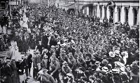 The march of the 16th Infantry to reinforce the ANZACS through Manchester Street to Railway Station, Christchurch