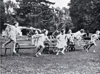 Photograph of The Christchurch Normal School holds its annual sports gathering on the archery lawn, Botanic Gardens, Christchurch [1926]