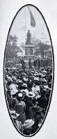 The Mayoress, Mrs Wigram unveils the memorial statue of Queen Victoria in Victoria Square on Empire Day