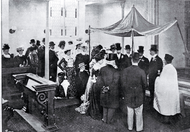 The wedding of Mr L P Hayman of Sydney to Mrs Lillie Marks, third daughter of Mr Maurice Harris of Christchurch at Beth El Synagogue, Gloucester Street, Christchurch The wedding of Mr L P Hayman of Sydney to Mrs Lillie Marks, third daughter of Mr Maurice Harris of Christchurch at Beth El Synagogue, Gloucester Street, Christchurch
