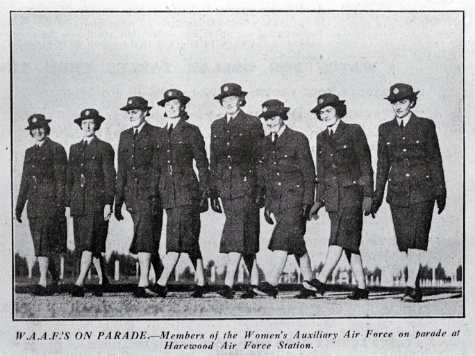 Women of the Women's Auxiliary Air Force (WAAFs) on parade at Harewood Air Force Station, Christchurch Women of the Women's Auxiliary Air Force (WAAFs) on parade at Harewood Air Force Station, Christchurch