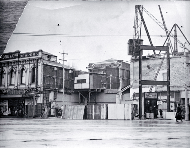 Reconstruction of T. Armstrong & Co. premises, corner of Colombo and Armagh Streets Reconstruction of T. Armstrong & Co. premises, corner of Colombo and Armagh Streets