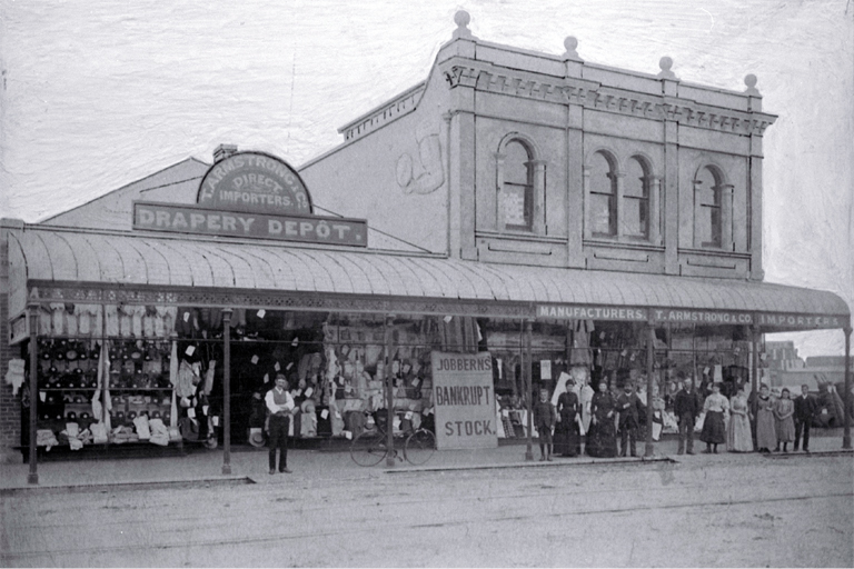 The premises of T. Armstrong & Co., 110-114 High Street, Christchurch The premises of T. Armstrong & Co., 110-114 High Street, Christchurch