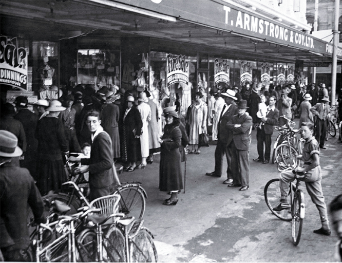 Fire sale, stock of Ross & Glendining, at T. Armstrong & Co. premises, corner of Colombo and Armagh Streets Fire sale, stock of Ross & Glendining, at T. Armstrong & Co. premises, corner of Colombo and Armagh Streets