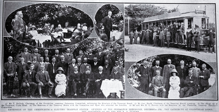 Opening of the Fendalton extension to the Christchurch electric tramway system Opening of the Fendalton extension to the Christchurch electric tramway system