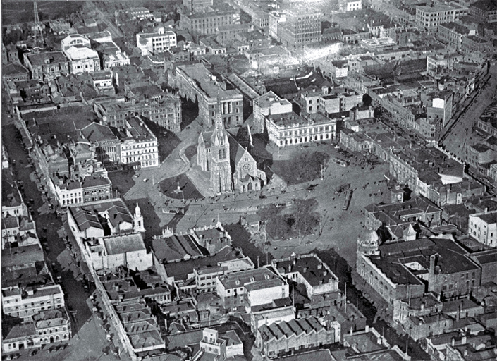 Cathedral Square, Christchurch, shown from the air Cathedral Square, Christchurch, shown from the air