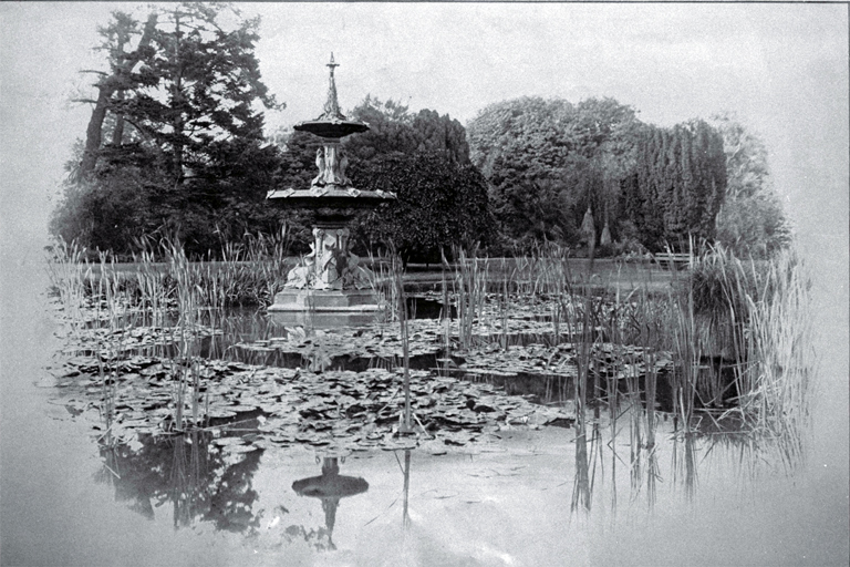 Peacock Fountain and lily pond, Botanic Gardens, Christchurch Peacock Fountain and lily pond, Botanic Gardens, Christchurch
