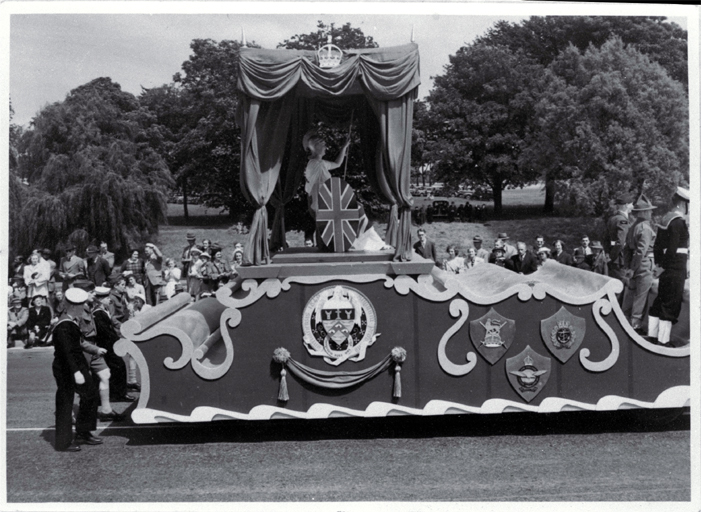 The services' float in the One Hundred Years of Progress parade The services' float in the One Hundred Years of Progress parade