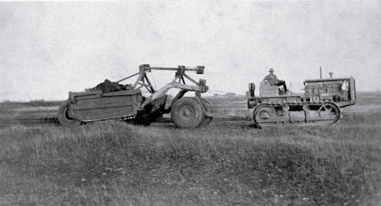Machinery used in levelling the flying field at the Municipal Aerodrome, Harewood Machinery used in levelling the flying field at the Municipal Aerodrome, Harewood