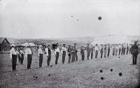 The Home Guard line up at Waitangi, Chatham Islands
