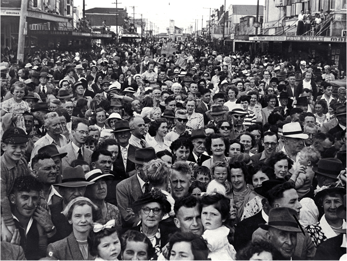Spectators during the ceremony marking the running of the last New Brighton tram before the conversion of the line to bus operation Spectators during the ceremony marking the running of the last New Brighton tram before the conversion of the line to bus operation