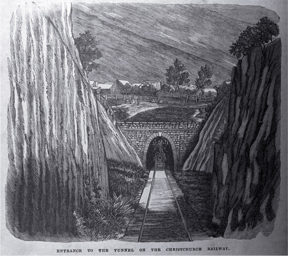 Entrance to a tunnel on the Christchurch railway Entrance to a tunnel on the Christchurch railway
