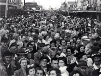 Spectators during the ceremony marking the running of the last New Brighton tram before the conversion of the line to bus operation 