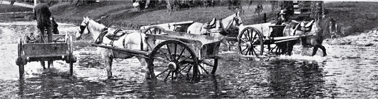Delivery carts with horses being watered at the Avon River near the Victoria Street bridge, Christchurch Delivery carts with horses being watered at the Avon River near the Victoria Street bridge, Christchurch