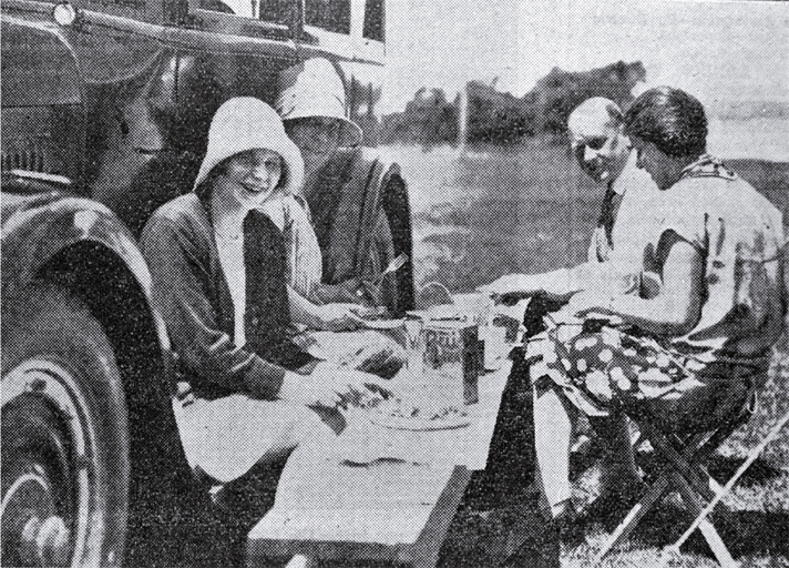A family picnic on a summer's day at Addington Show Grounds' motorist's camping ground, Christchurch A family picnic on a summer's day at Addington Show Grounds' motorist's camping ground, Christchurch