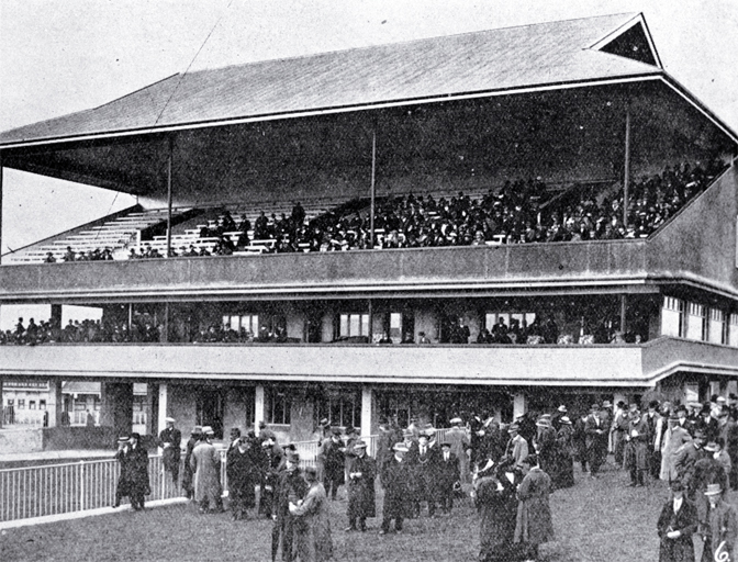 Addington Raceway stewards' stand, New Zealand Metropolitan Trotting Club's August meeting Addington Raceway stewards' stand, New Zealand Metropolitan Trotting Club's August meeting