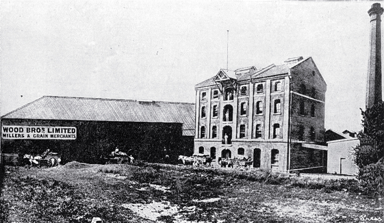 The Wood Bros. flour mill at Addington, Christchurch The Wood Bros. flour mill at Addington, Christchurch