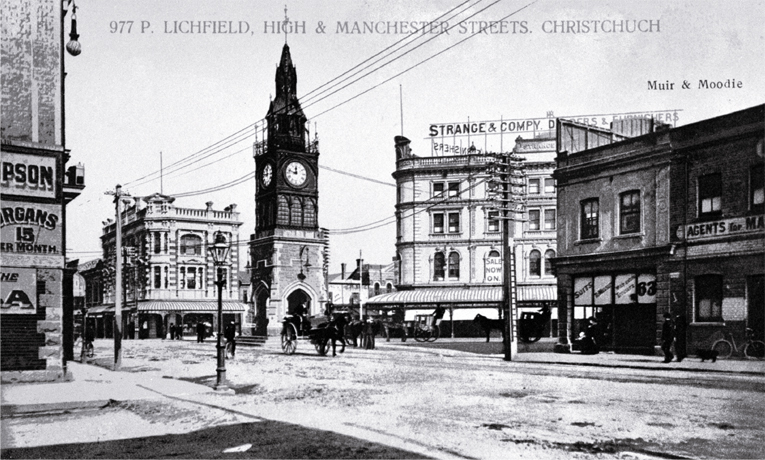 The clock tower when it was situated at the corner of Lichfield, High and Manchester Streets before it was moved to its present site in Victoria Street The clock tower when it was situated at the corner of Lichfield, High and Manchester Streets before it was moved to its present site in Victoria Street