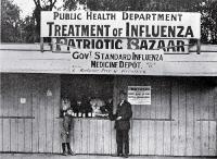 The medicine depot in Cathedral Square where the Government standard influenza medicine was supplied