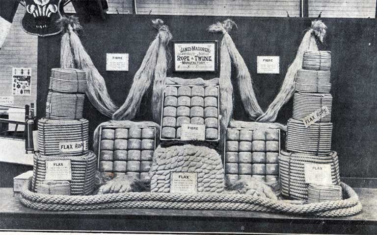 A display of articles manufactured entirely from New Zealand Hemp. A display of articles manufactured entirely from New Zealand Hemp.