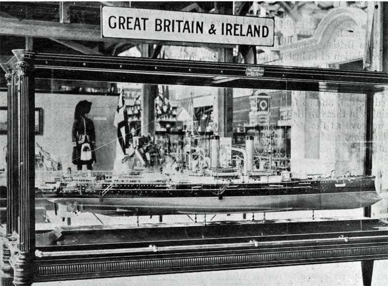 A Battleship model in the British Court. A Battleship model in the British Court.