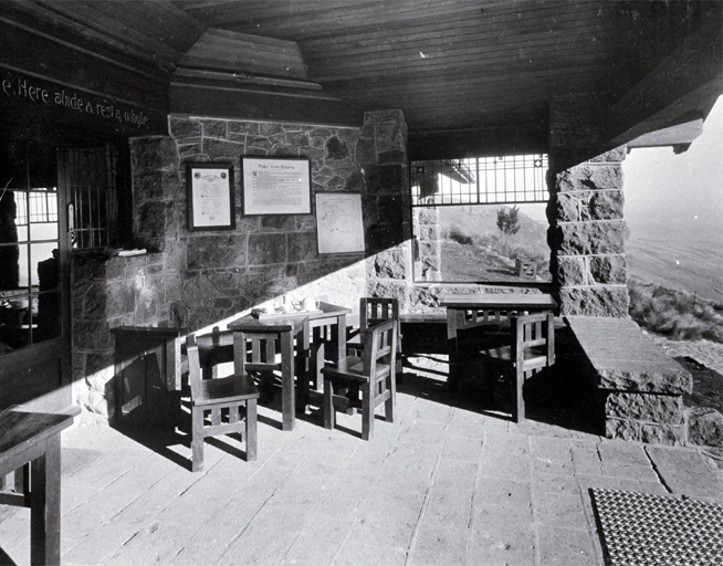 Serenity & shadow : the verandah of the Sign of the Kiwi, Port Hills, Christchurch. Serenity & shadow : the verandah of the Sign of the Kiwi, Port Hills, Christchurch.