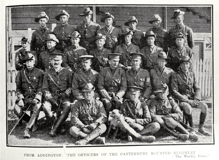 The officers of the Canterbury Mounted Regiment, Addington, Christchurch The officers of the Canterbury Mounted Regiment, Addington, Christchurch