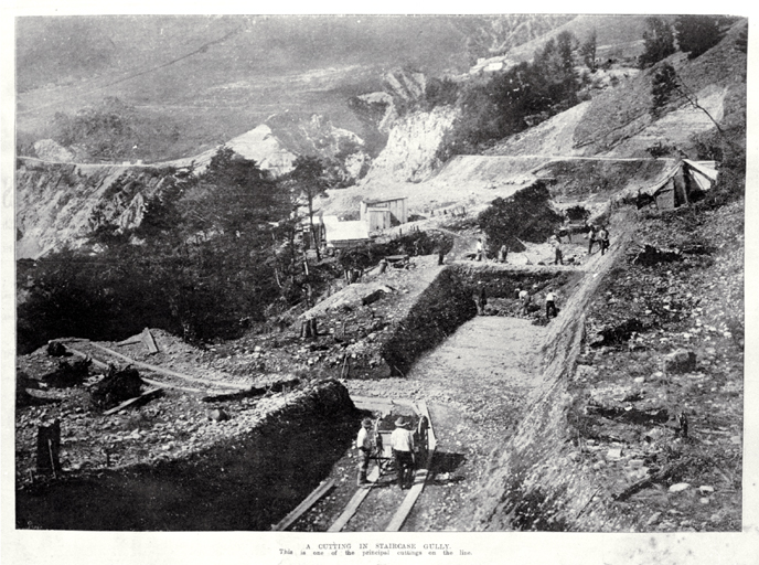 A cutting in Staircase Gully A cutting in Staircase Gully