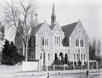 Pupils outside the old Christchurch Boys' High School, ca 1882