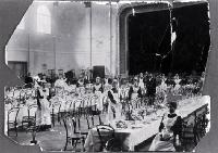 Waiters and waitresses pose before the citizens' luncheon for the Officers of the Imperial Troops visiting Christchurch, 8 February 1901