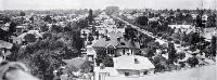 Half of a panorama of Merivale and St. Albans from the spire of the St. Albans Methodist Church, Rugby Street running through centre