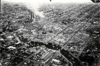Smoke emanates from the City Council's destructor in an aerial photo of the central city, Christchurch - 1920