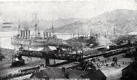 H.M.S. Euryalus (flagship) and H.M.S. Challenger at Lyttelton 