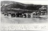 Wool wagon crossing stream 