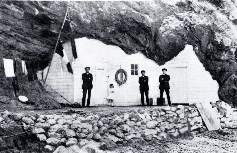 The front of one of the cave huts, Taylors Mistake, used in the summer by young men for fishing etc. The front of one of the cave huts, Taylors Mistake, used in the summer by young men for fishing etc.