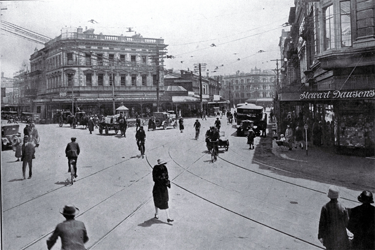 The Christchurch of 1925 : busy streets and tall buildings. The Christchurch of 1925 : busy streets and tall buildings.