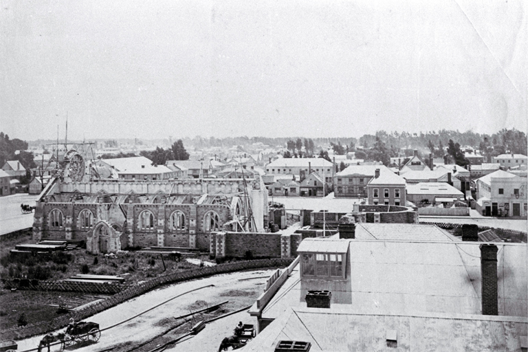View of Cathedral Square to the north from the Bank of New Zealand corner View of Cathedral Square to the north from the Bank of New Zealand corner