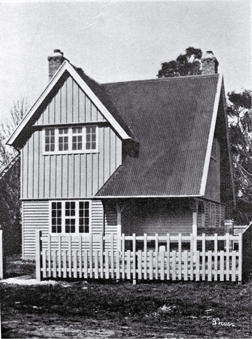 One type of state cottage for workers, New Zealand International Exhibition, Hagley Park, Christchurch One type of state cottage for workers, New Zealand International Exhibition, Hagley Park, Christchurch