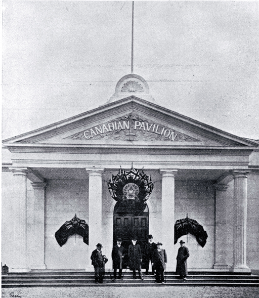 New Zealand International Exhibition : the front of the Canadian Pavilion. New Zealand International Exhibition : the front of the Canadian Pavilion.