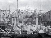 Interior of Christchurch Cathedral shown while under construction