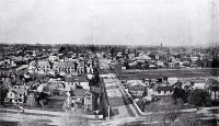 Panorama view of Christchurch from the Exhibition Tower looking to the east, with Cranmer Square and Kilmore Street at centre 