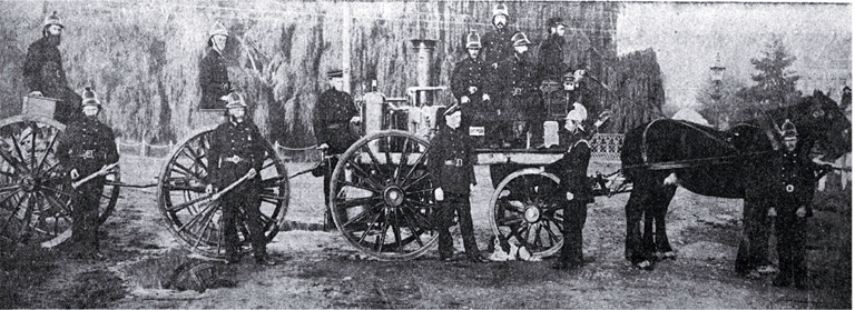 The old Chester Street fire brigade and some of the men who manned it The old Chester Street fire brigade and some of the men who manned it