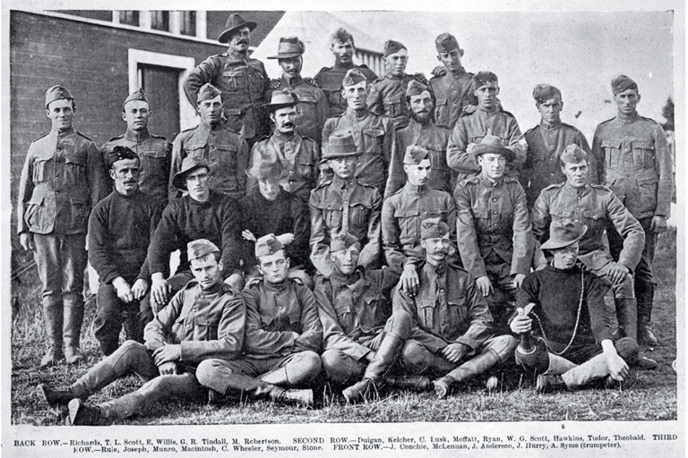 A troop of the New Zealand Rough Riders (the 3rd New Zealand contingent) in camp at Addington, Christchurch, shown shortly after enrolment A troop of the New Zealand Rough Riders (the 3rd New Zealand contingent) in camp at Addington, Christchurch, shown shortly after enrolment