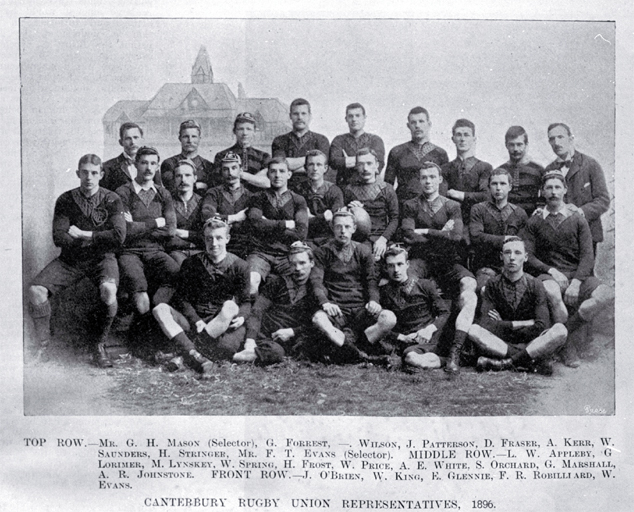 The team of Canterbury Rugby Union representatives for 1896 The team of Canterbury Rugby Union representatives for 1896